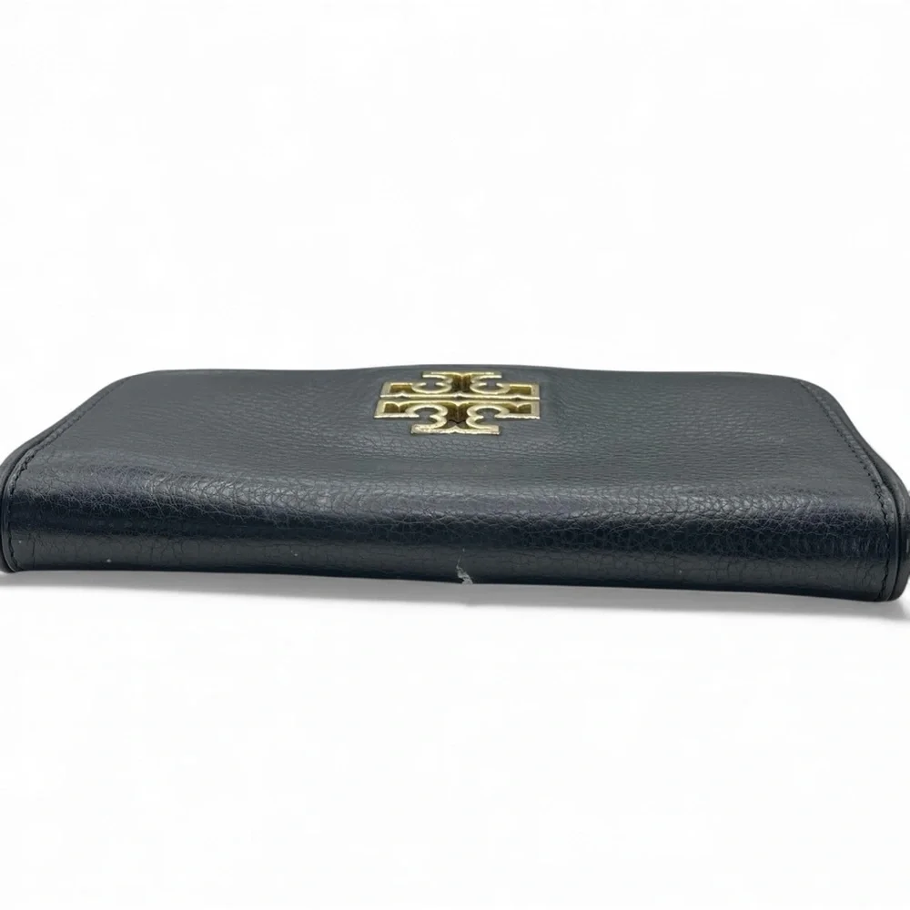 🎉 HP! ❤️ Tory Burch Black Pebbled Britten Continental Wallet